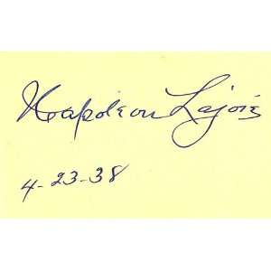 Napoleon Lajoie Autographed 3x5 Card (Jimmie Spence Authenticated 