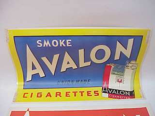 VINTAGE 1930s AVALON CIGARETTES SIGN~LOT of 2 SIGNS old  