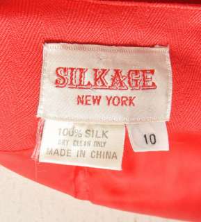 NWT Vtg 80s SILKAGE Avant Garde Red Silk Jacket & Skirt Suit sz 10 