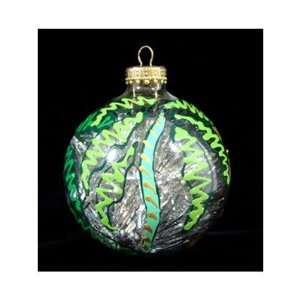 Party Palms Design   Hand Painted   Heavy Glass Ornament   3.25 inch 