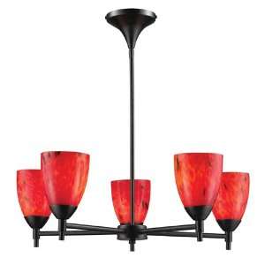  Celina 5 Light Chandelier In Dark Rust And Fire Red Glass 