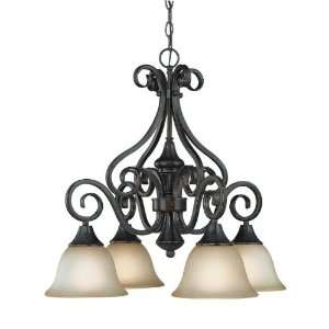 Torrey Collection 4 Light 24 Burnished Armor Down Chandelier with 