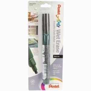  Pentel Arts Wet Erase Chalk Marker, Chisel Tip, Black Ink 
