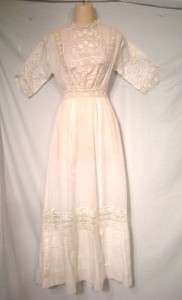   /Edwardian White Semi Sheer Cotton Tea, Lawn Dress, Beautiful, B32