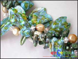 2pcs 35mm blue green baroque pearl torsional necklace  