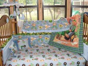 New Custom 6pc John Deere Teddy Sheet Baby Crib Set  