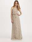 Tadashi Shoji YV785L Sleeveless Antique Embellished Evening Gown Dress 