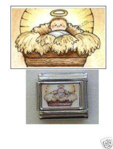 Baby Jesus in a Manger Custom Italian Charm  
