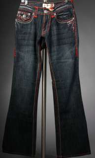   Jeans Mens SANTA MONICA Red Stitch w/ 1G Crystals *SAMPLE*  
