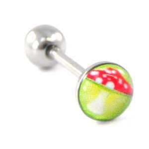  Tongue piercing Champignon green red. Jewelry