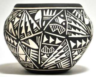 Acoma Pueblo Etched Bowl Pottery   Jae  