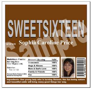10 Sweet 16 Sweet Sixteen Candy Chocolate Wrappers #1  