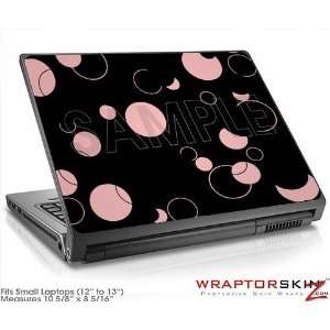  Small Laptop Skin Lots of Dots Pink on Black Electronics