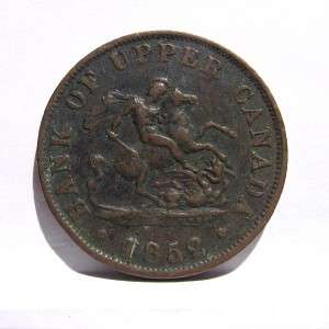 BANK OF UPPER CANADA   1852 copper One Half Penny token  
