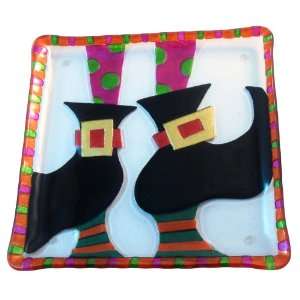  Witchs Shoes Glass Fusion Halloween Plate by Lori Siebert 