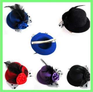 5X Colors Party Mini Veil Feather Hair Clip Hat Top Costume Burlesque 