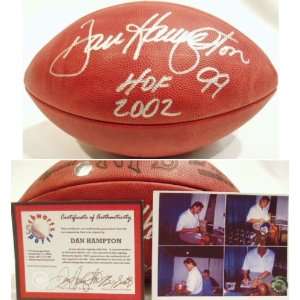  Dan Hampton Autographed Football with HOF 02 Inscription 
