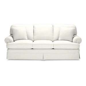   Rolled Arm, Skirted, Sofa 88, Classic Linen, White