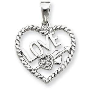  Sterling Silver CZ Love Heart Pendant Jewelry