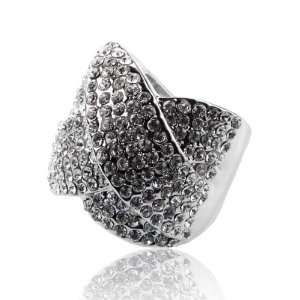  Designer Inspired Silver Pave Crystal Ring Size 7 Fashion 