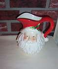 TII COLLECTION SANTA FACE HANDCRAFTED CERAMIC SERVING PITCHER 8 X 8 