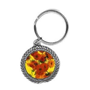   Sunflowers 3 By Vincent Van Gogh Pewter Key Chain