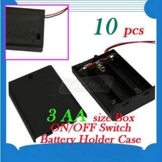 10 x New 3 AA 2A Battery 4.5V Holder Box Case with ON/OFF Switch Black 
