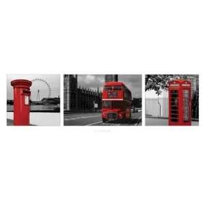  London In Red Triptych Double Decker Bus Travel 
