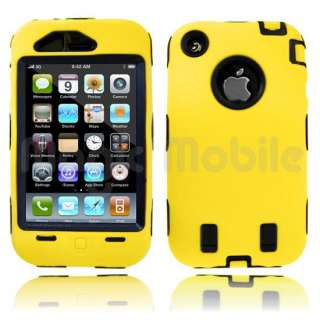 Hard Case w/ Soft Skin Rubber Silicone Cover For iPhone 3G 3GS Yellow 
