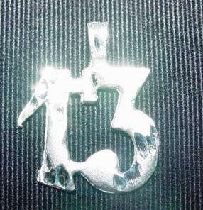 LUCKY Number 13 # thirteen Charm Sterling Silver .925  