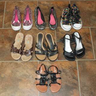 BIG Lot 7 PAIRS Girls Shoes SIZE 3 Sneakers, Sandals  