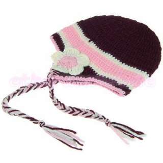 Baby Toddler Crochet Knit Beanie Earflap Hat Cap+Braid [SKU 12 