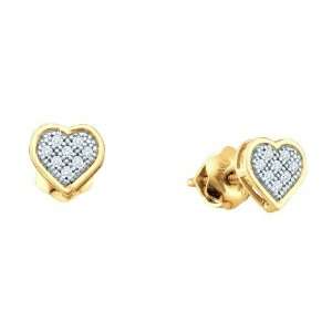  The Shine of Love Diamond Heart Earrings 10K Yellow Gold 