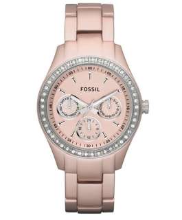 Fossil ES2975 Womens Stella Quartz Rose Gold Tone Aluminum Crystal 