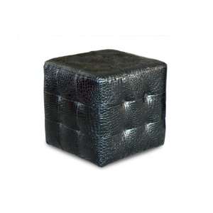    Black Zen Crocodile Pattern Cube Ottoman By Diamond