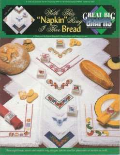 With This Napkin Ring I Thee Bread borders flowers cross stitch 