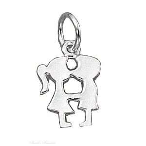  Sterling Silver Kissing Boy Girl Silhouette Charm Jewelry