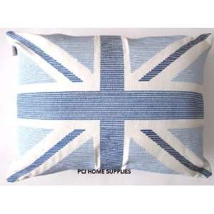  UNION JACK BLUE EMBROIDERED 30 X 40CM CUSHION COVER CASE 