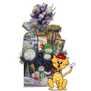 Snowman Kitty Gift Box  Basket Theme CHRISTMAS  Bow Style Elegant 