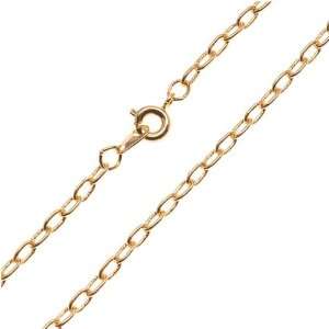 22K Gold Plated Drawn Cable Chain Necklace   4.5x2.5mm Links 16 Inches 