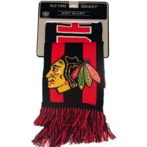  Chicago Blackhawks Knit Scarf Old Time Hockey Red/Black 