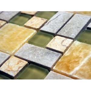  Honey Onyx and Crema Marfil and Gold Beige Crystal Glass Tile 