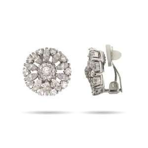   Sterling Silver CZ Clip On Earrings Eves Addiction Jewelry