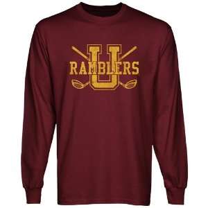 Loyola Chicago Ramblers Crossed Sticks Long Sleeve T Shirt   Maroon 