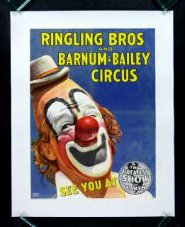   BAILEY * CINEMASTERPIECES ORIG LAUGHING CLOWN CIRCUS POSTER  