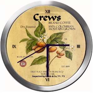  CREWS 14 Inch Coffee Metal Clock Quartz Movement Kitchen 