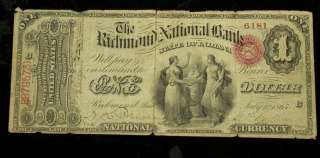 1865 ORIGINAL, RICHMOND NATIONAL BANK, RICHMOND INDIANA (CH# 2090 