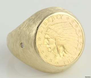   Quarter Eagle 90% Pure Coin Ring   14k Yellow Gold Band 21.9g  