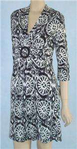 NWT ROULETTE Black and White Print 3/4 Sleeve Career Dress Sz 6 S 