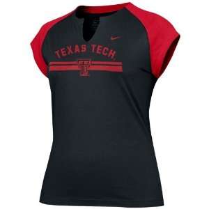  Nike Texas Tech Red Raiders Black Ladies Tissue Raglan T 